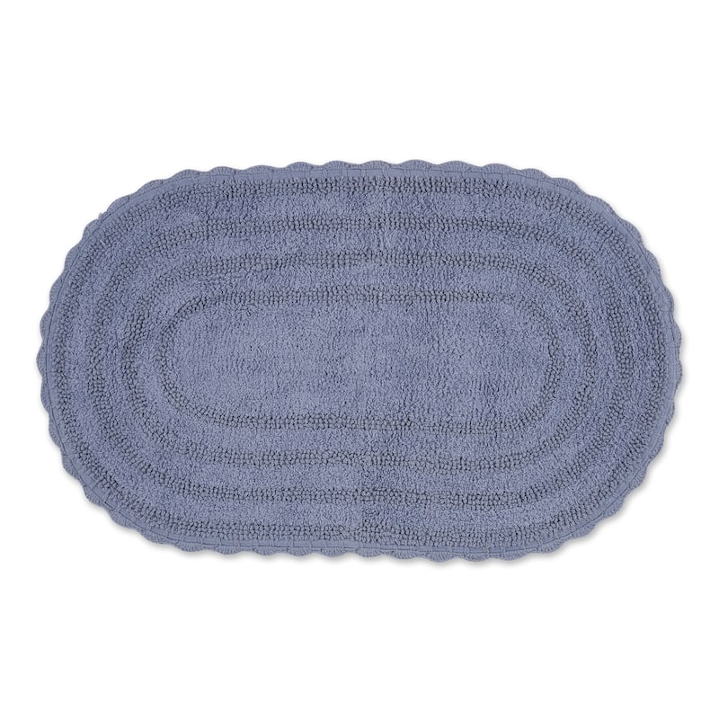 DII Crochet Bath Mat - Large Oval, 21x34" - Stonewash Blue