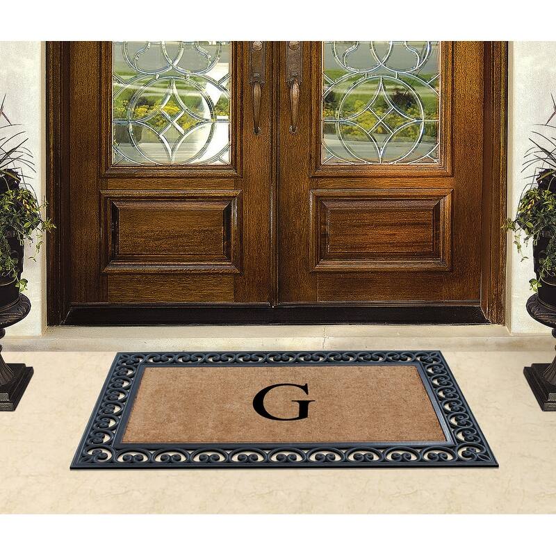 A1HC Natural Rubber and Coir Monogrammed Front Porch Entry Doormat 30"X48"