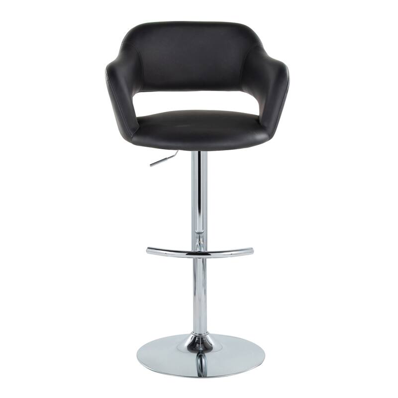 Porch & Den Vallen Adjustable Faux Leather Bar Stool with Rounded T Footrest (Set of 2)
