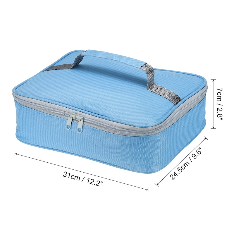 12.2"x9.6"x2.8" Portable Waterproof Insulated Lunch Tote Bag Lunch Box - Sky Blue Grey
