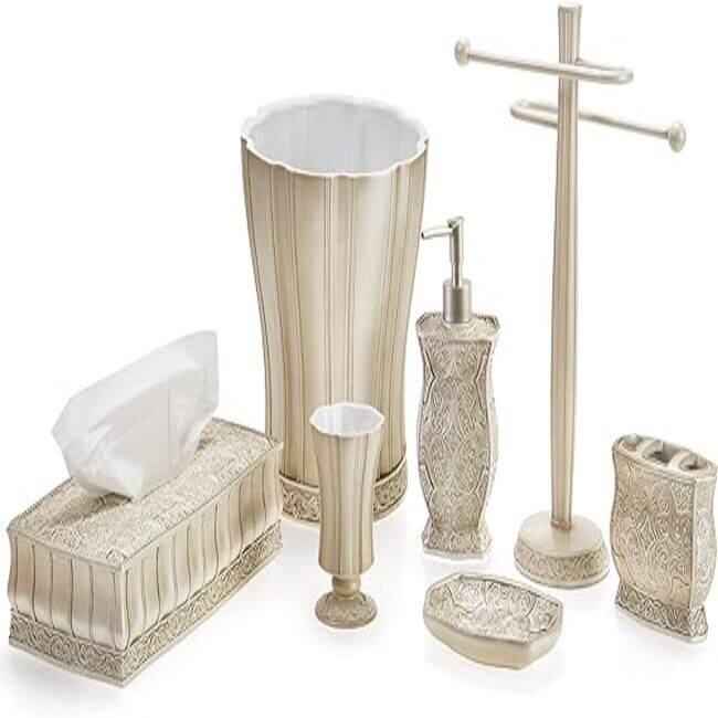 Creative Scents Victoria Hand Soap Dispenser Countertop Decorative Lotion Pump Sink Shower Dispensers - Beige - Beige