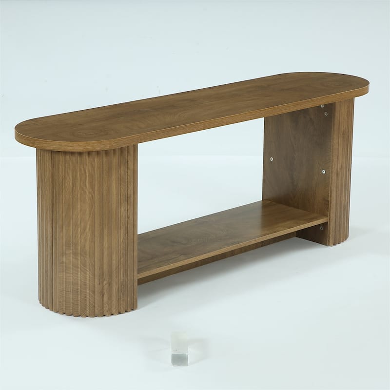 63" Fluted TV Stand, Farmhouse Entertainment Center Media Console Stand