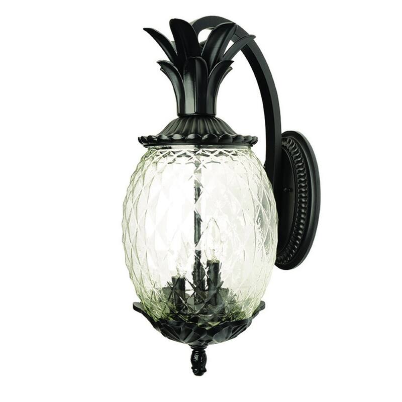 Aluminum Flush Mount Light with Pineapple Glass Shade3 Light LED - 12.50” x 9.50” x 21.75” (D x W x H)