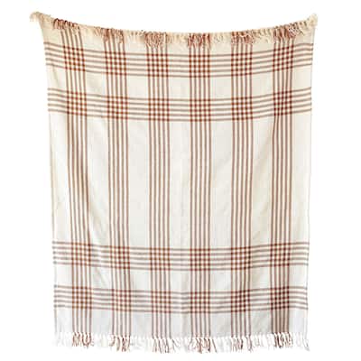 Foreside Home & Garden Plaid Outdoor Picnic Blanket Rust Polyester
