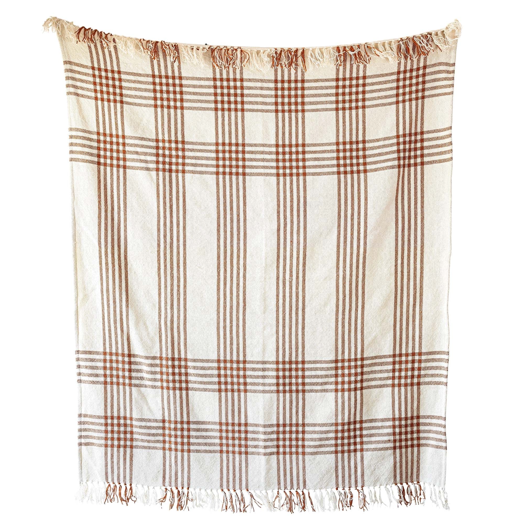 Foreside Home & Garden Plaid Outdoor Picnic Blanket Rust Polyester