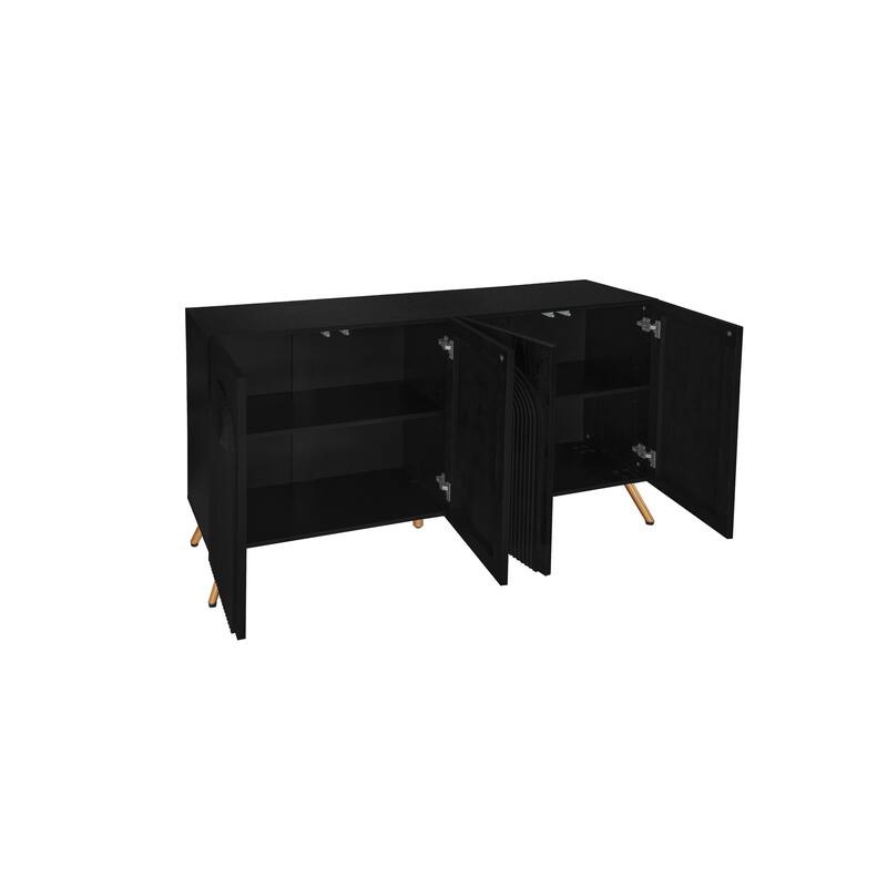 Arch 3D Carved 4 Door Sideboard, Sideboard Buffet Cabinet With Storage, Modern Coffee Bar Cabinet With Adjustable Shelf