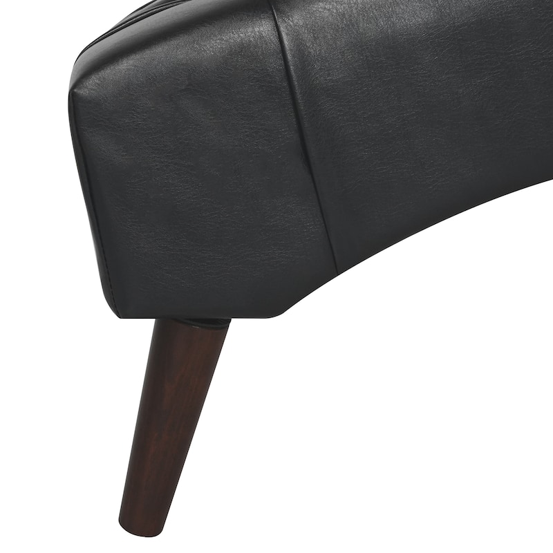 Faux Leather Chaise Lounge Chair with Pillow and Solid Wood Legs, Tufted Upholstered Accent Lounge Chair with Arm