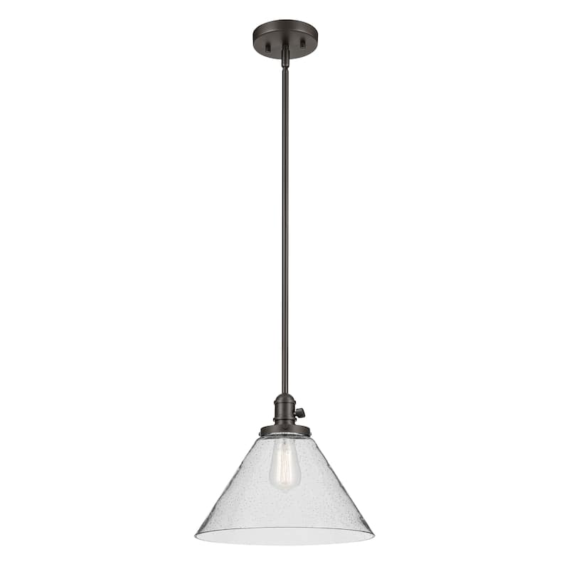 Kichler Lighting Avery 1-Light Pendant Light with Seeded Glass - Olde Bronze - Cone