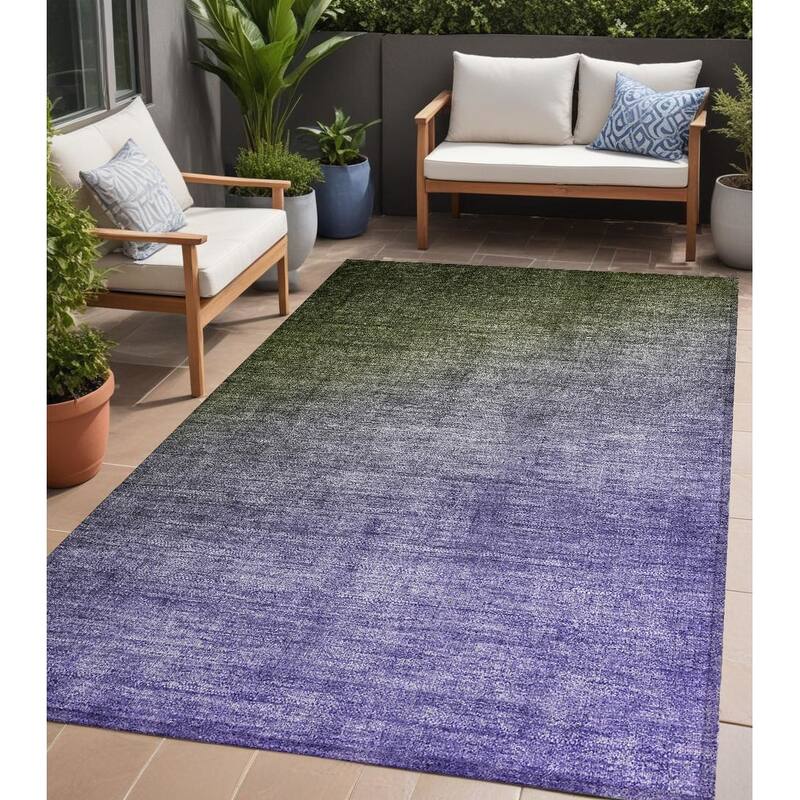 Falo Ombre Weather Resistant Classic Meets Modern Round Outdoor Rug - 5' X 8' - Multi