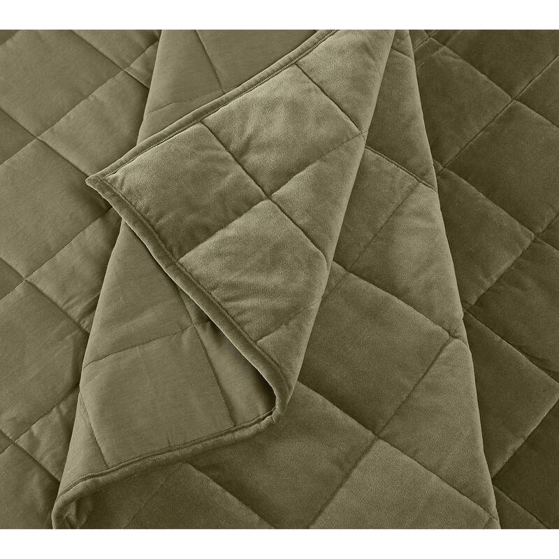 Brooklyn Loom Matte Cotton Velvet Box Stitch Quilt Set