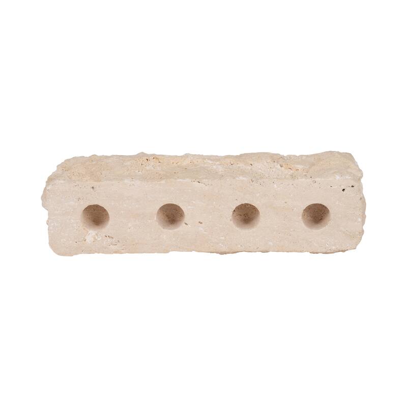 Tan 10 in. Travertine Modern Live Edge 4-Taper Candle Holder - 10.0"
