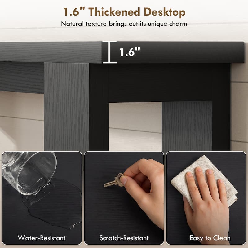 HOMCOM Farmhouse Console Table, 63" Narrow Entryway Table with Storage Shelf and Thickened Tabletop for Living Room, Hallway