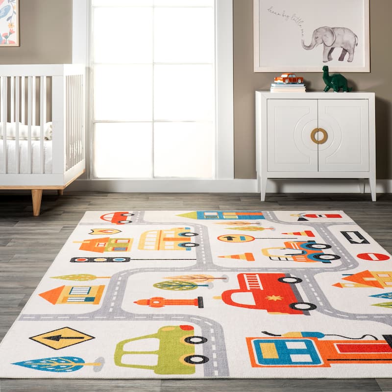 Nuloom Carmina SpinClean City Streets Machine Washable Kids Area Rug