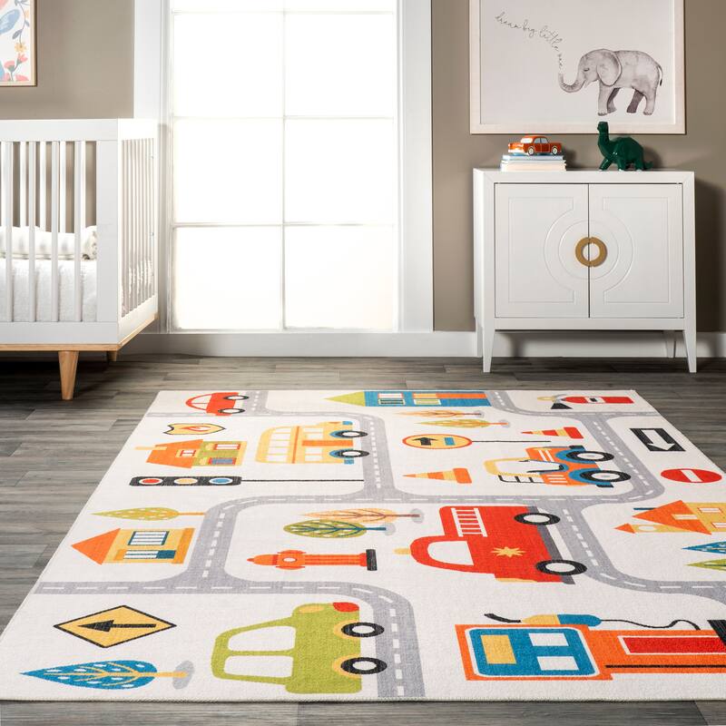 Nuloom Carmina SpinClean City Streets Machine Washable Kids Area Rug