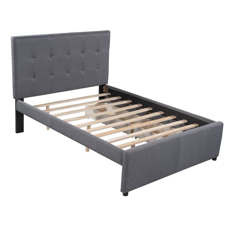 Linen Upholstered Platform Bed With Headboard - Bed Bath & Beyond ...