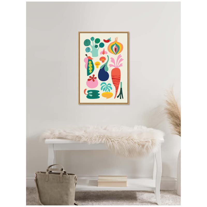 Kate and Laurel Sylvie Modern Colorful Abstract Veggies Framed Canvas by Rachel Lee