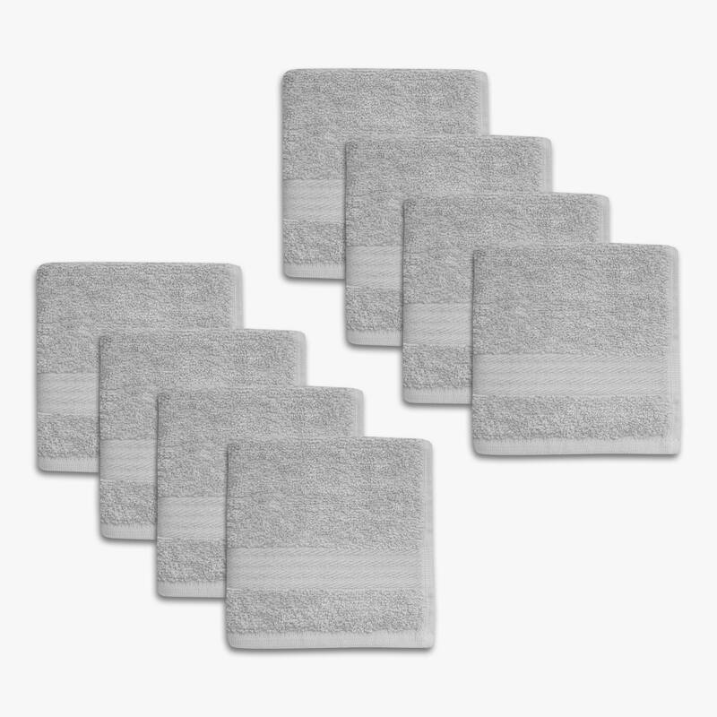 True Classic Towels - 8 Washcloths - Light Grey