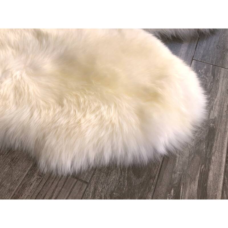 Dynasty Natural 3-Pelt Luxury Long Wool Sheepskin Shag Rug