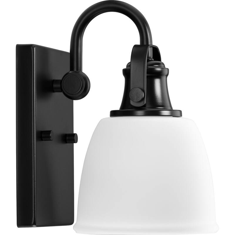 Preston Collection One-Light Coastal Matte Black Bath and Vanity Light - 5.75 in x 7.5 in x 9 in