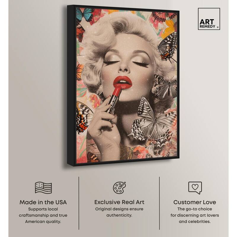 Iconic Lady Butterfly Collage Canvas by Art Remedy