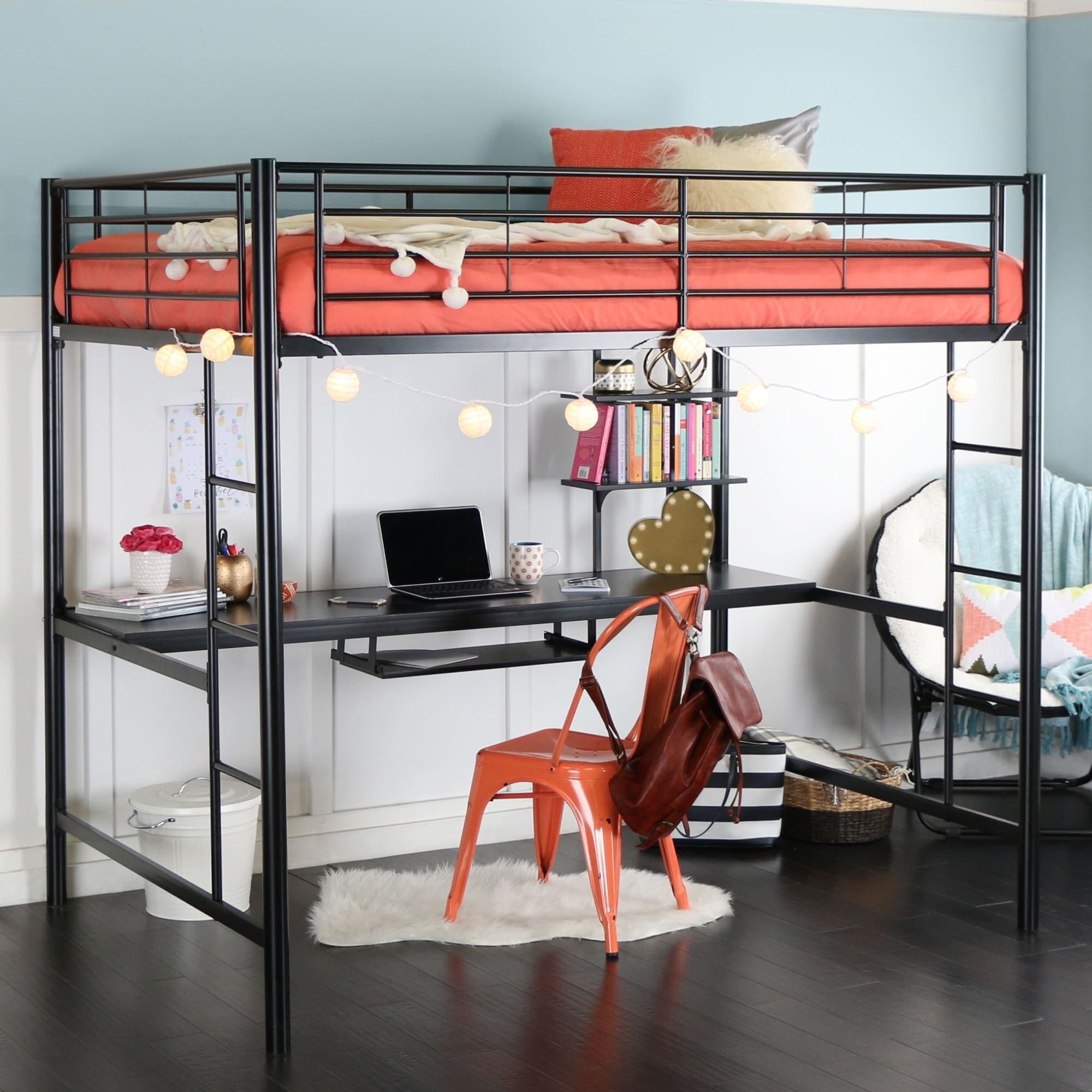 Taylor & olive abner black store metal full size loft bed