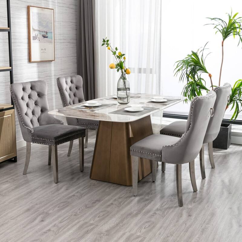 Contemporary Velvet Upholstered Dining Chair Set of 6