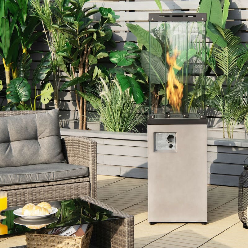 Gymax 41,000 BTU Propane Patio Heater Glass Tube Standing Gas Heater