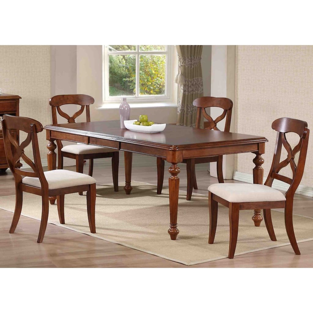 30 in. H, 9 -Piece Brown Round Wood Top with High Cross Back 8 Seating Dining Room Set