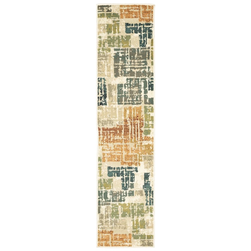 Style Haven Igelosa Distressed Patchwork Orange/Grey Area Rug