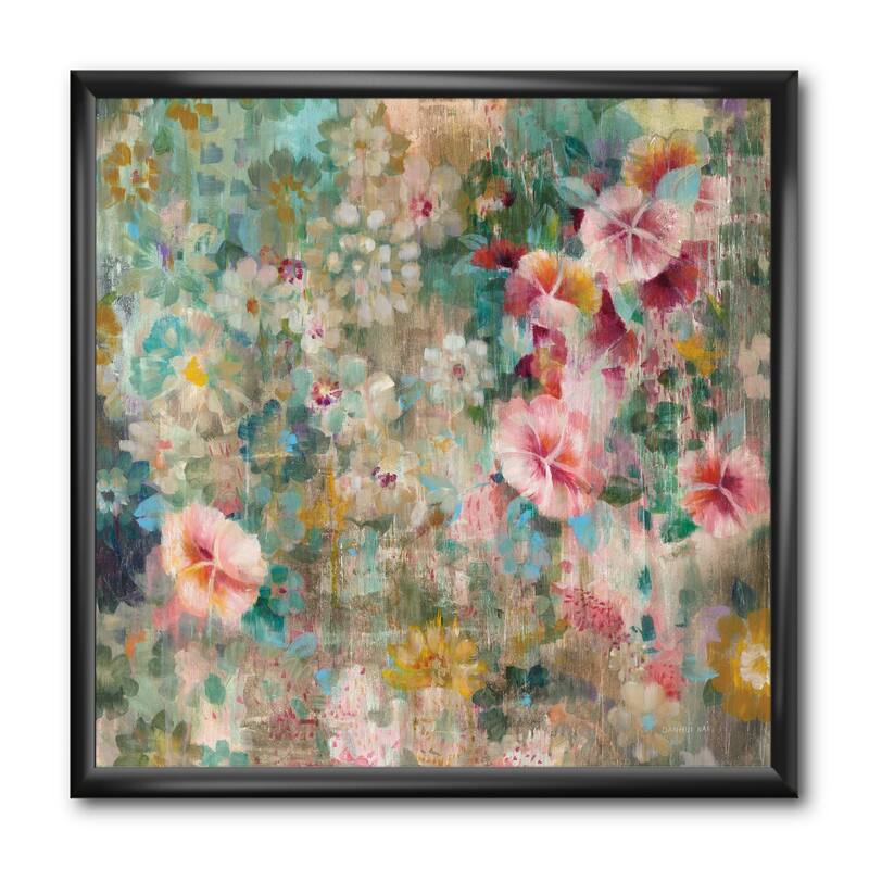 Designart "Flower Shower III" Farmhouse Framed Art Print