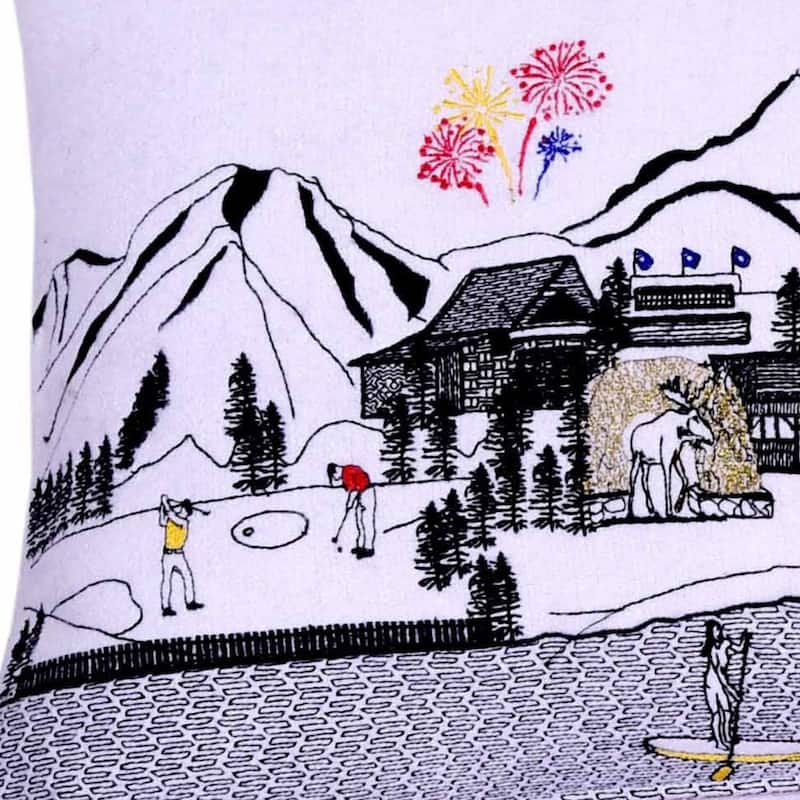 HomeRoots 35" White Jackson Daylight Skyline Lumbar Decorative Pillow