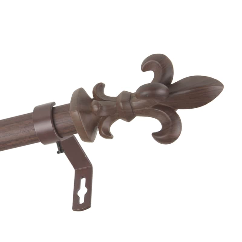 InStyleDesign Easton 1 inch Faux Wood Curtain Rod - 120 to 170 inches - Dark Walnut