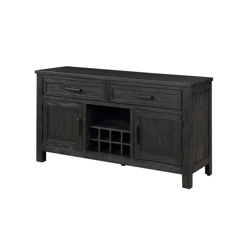 Lory 54 Inch Sideboard Server Buffet, 2 Drawers, Cabinets, Wine Rack, Black