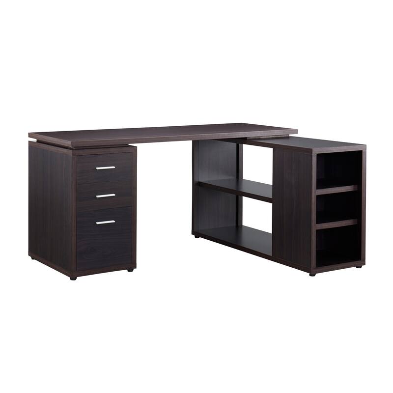 Executive L-Shaped Desk with Drawers, Large Modern Computer Desk with Storage Drawers, File Storage Desk for Home Office