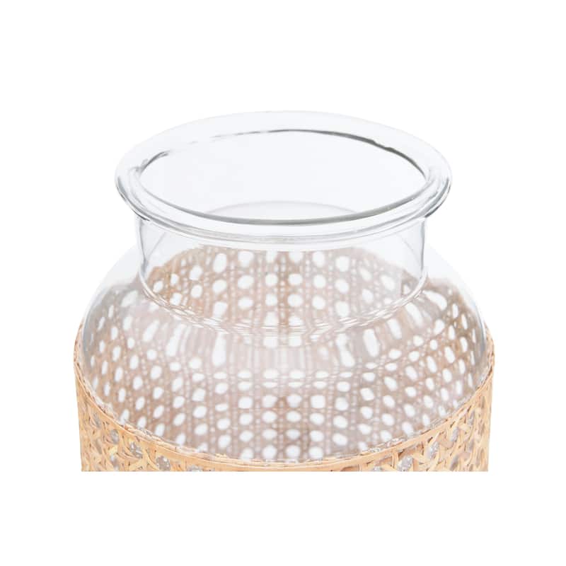 Glass Jar Vase with Decorative Cane Sleeve