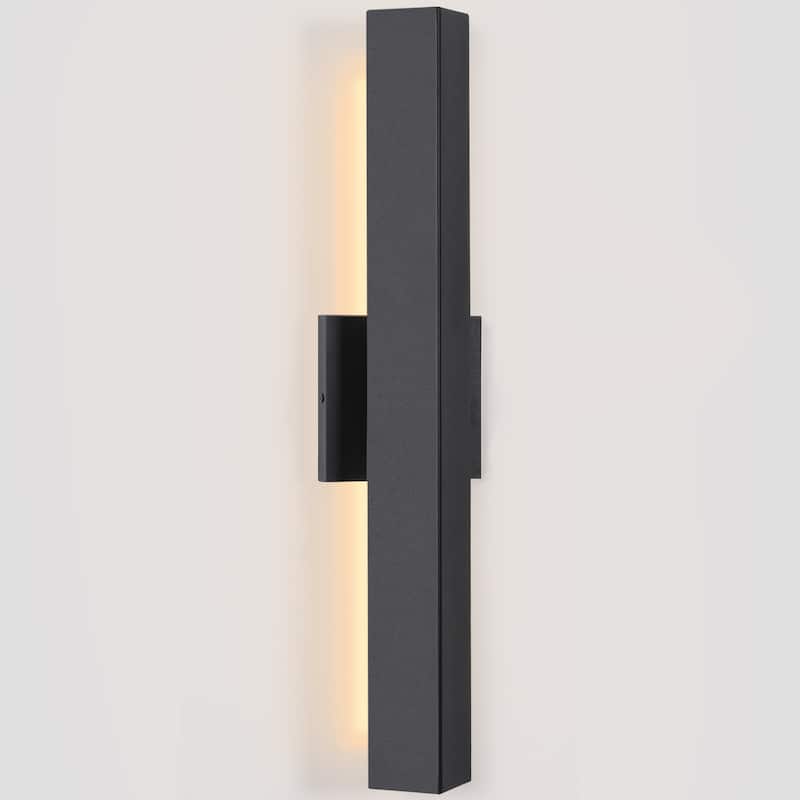 Modern Minimalist Black Outdoor Integrated LED Wall Sconce - 21.8" - 21.8"