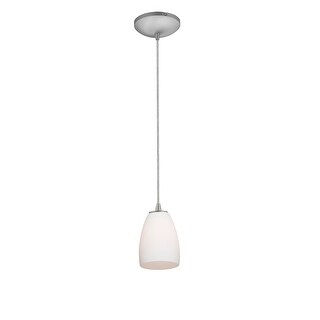 Access Lighting Sherry - Glass Pendant - Cord - Brushed Steel Finish - Opal Glass Shade