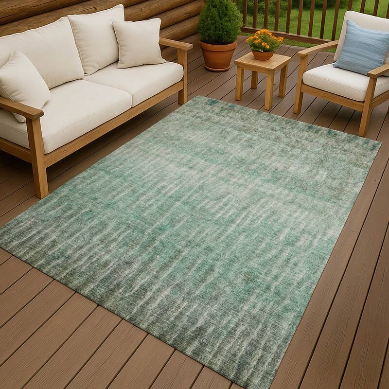 Machine Washable Indoor/ Outdoor Contemporary Ombre Chantille Rug