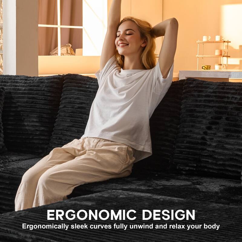 OVIOS All-Foam Cloud L-Shaped Lounger Sofa​ ​​With Ottoman​