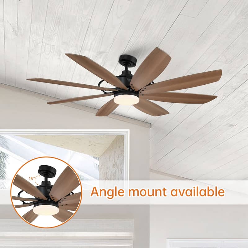 60-inch Black Farmhouse Windmill Ceiling Fan with LED Light and Remote