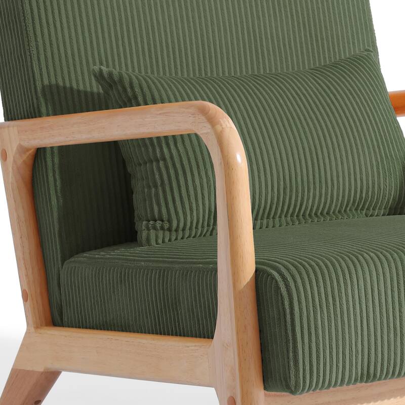 25" W Mid Century Upholstered Wood Accent Chair with Pillow set of 2