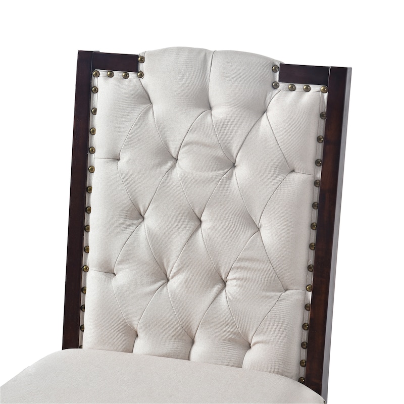 Retro Light Luxury Dining Chair High Back Diamond Button Tufted Dining Chair with Nail Head Trim, for Dining Room, 4-Piece Set