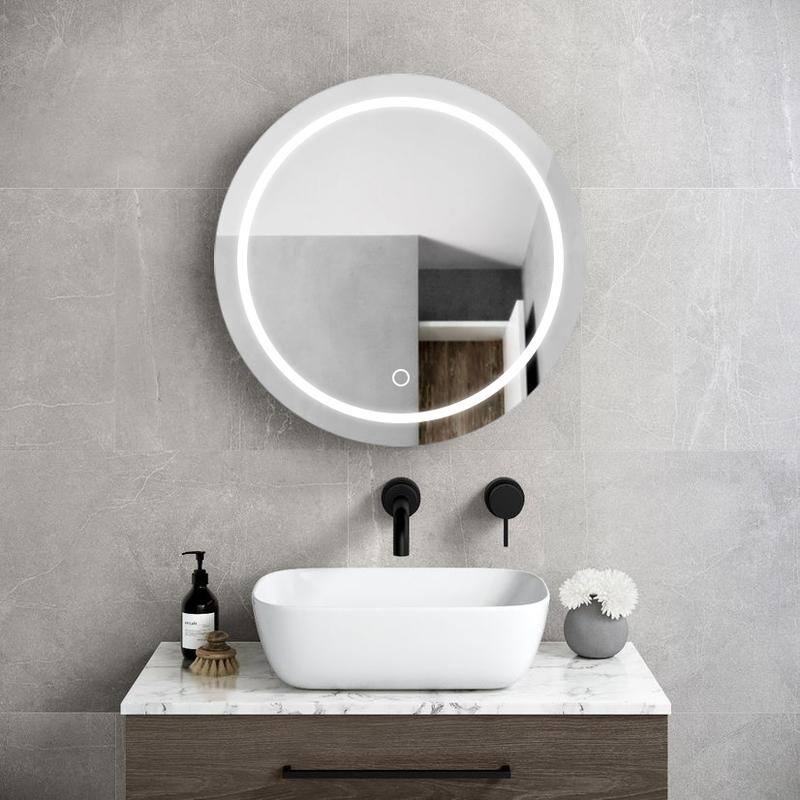Alvana LED Black framed Wall mount Medicine Cabinet with Mirror Anti-fog function with 3 colors light