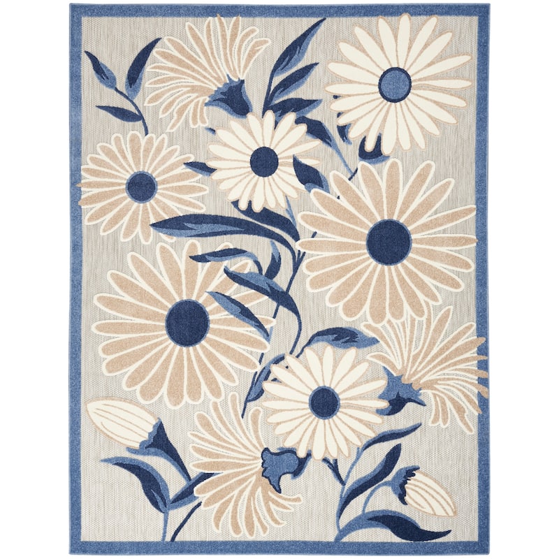 Nourison Aloha Indoor/Outdoor Floral Area Rug - 7' x 10' - Blue/Grey