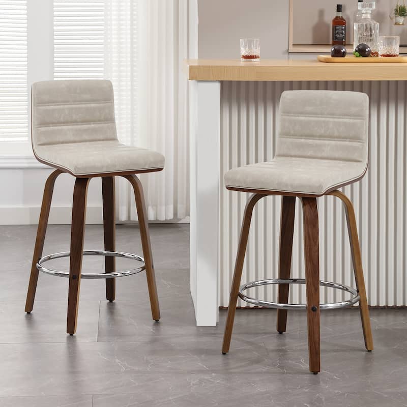26"/29" Faux Leather Swivel Bar/Counter Stools, Set of 2/3 - Set of 2 - Griege - Counter Height
