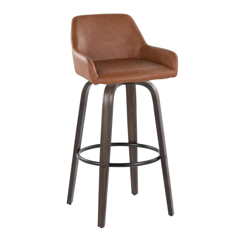 Porch & Den Galotti 30" Fixed-Height Bar Stool with Bent Wood Legs & Round Footrest (Set of 2)