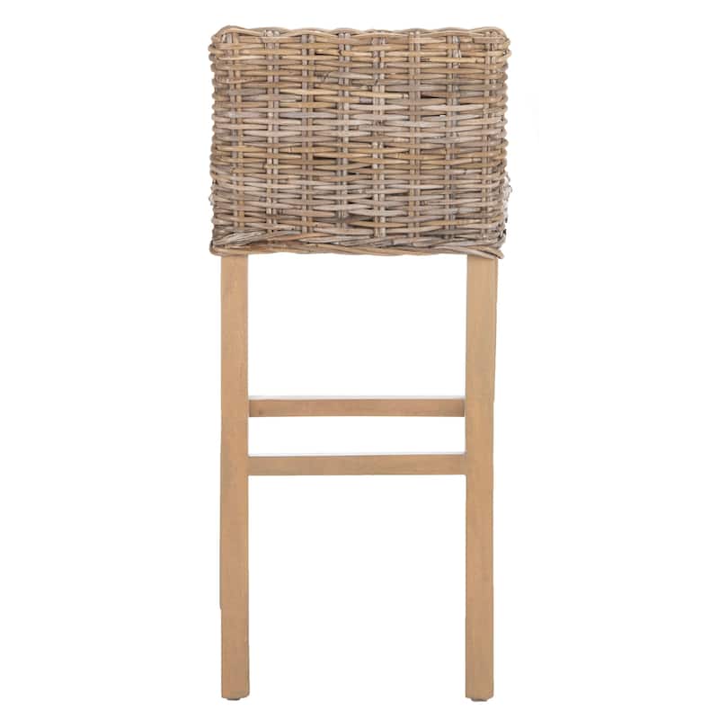 SAFAVIEH Tana -30 Inch Thomas Indoor Wicker Brown Bar Stool - 17.7" x 17.7" x 37.4" - 18Wx18Dx37H