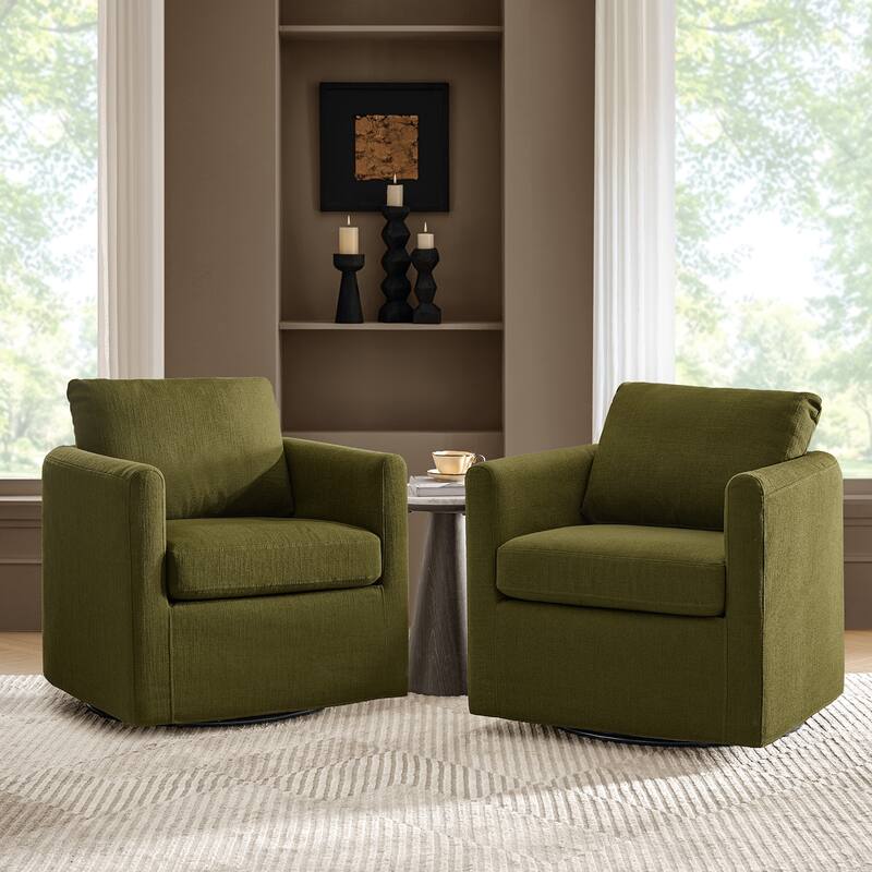 Erkenbald Modern 360-Degree Swivel Chair with Removable Slipcover Set of 2 by HULALA HOME