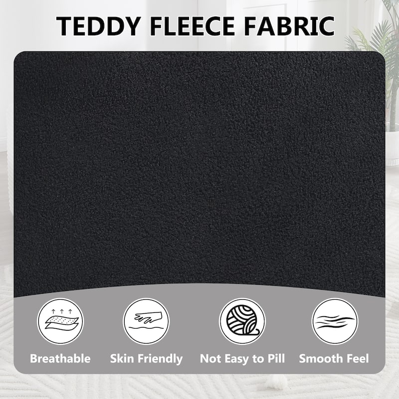 360°Swivel Round Upholstered Comfy Chair With One Soft Pillow, Teddy Fleece High-Resilience Sponge Single Sofa