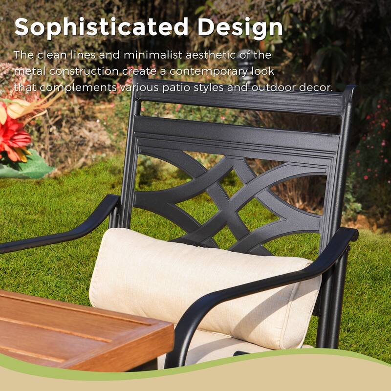 Outdoor Swivel Metal Cushioned Bar Height Patio Chairs Set of 4